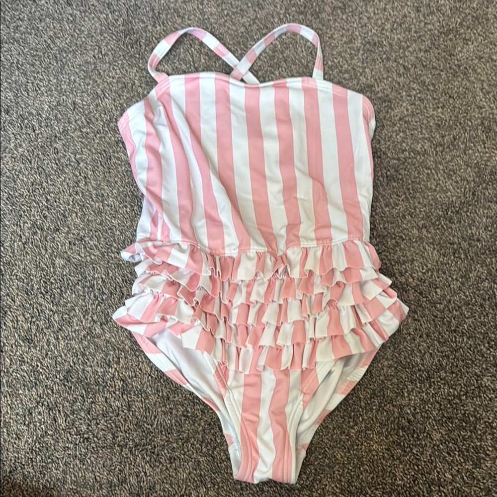 Hanna Andersson Striped Ruffle Swimsuit